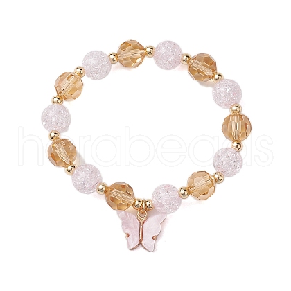 10mm Round Imitation Austrian Crystal & Crackle Acrylic Beaded Stretch Bracelets BJEW-JB10556-03-1