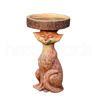 Wooden Fox Bird Feeder Figurines WG40705-01-1