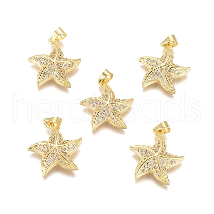 Brass Micro Pave Clear Cubic Zirconia Pendants ZIRC-D119-04G-1