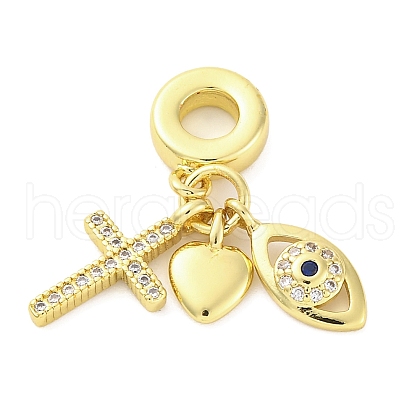Brass Micro Pave Cubic Zirconia European Dangle Charms KK-D325-15G-1