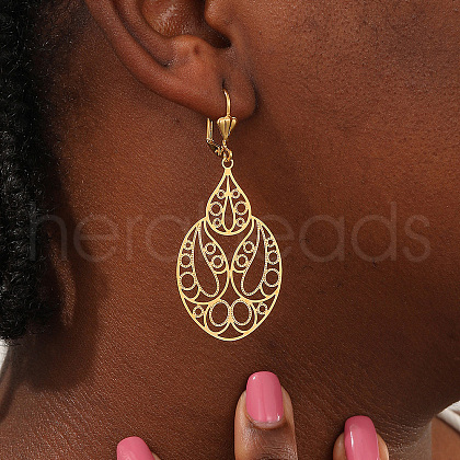 Elegant Brass Flower Pattern Hoop Earrings MQ3873-1