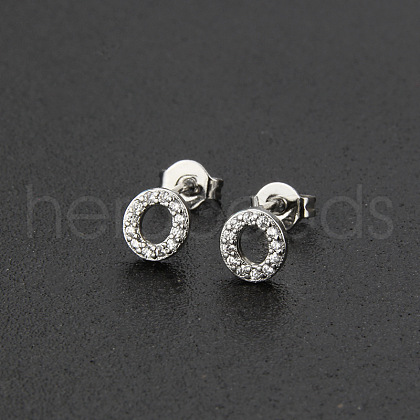 Brass Micro Pave Clear Cubic Zirconia Stud Earrings FS-WGC2F12-15-1