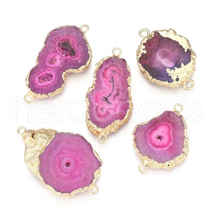 Electroplate Natural Solar Agate Links Connectors G-P001-19A-1