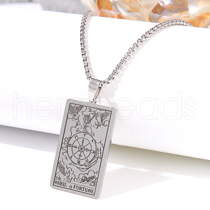 Retro Hip-hop 304 Stainless Steel Tarot Pendant Necklaces for Men FS-WGEC43A-15-1