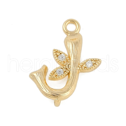 Brass Crystal Rhinestone Letter Links Connector Charms KK-S395-06G-J-1