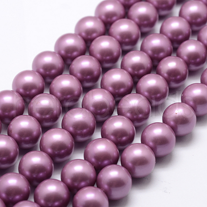 Polished Round Grade A Shell Pearl Bead Strands BSHE-M027-6mm-11-1