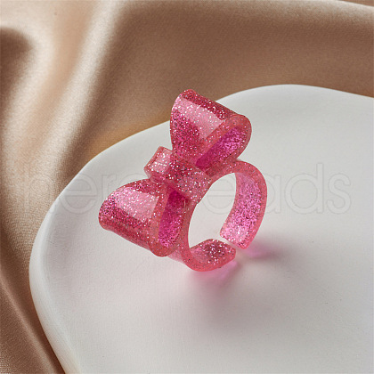 Bowknot Resin Cuff Rings for Women FS-WG62775-06-1