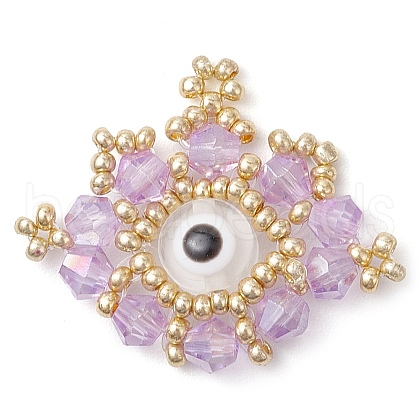 Seed Beads Beaded Charms PALLOY-MZ00344-01-1