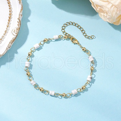 Brass Natural Howlite Link Bracelets for Women BJEW-JB11683-01-1