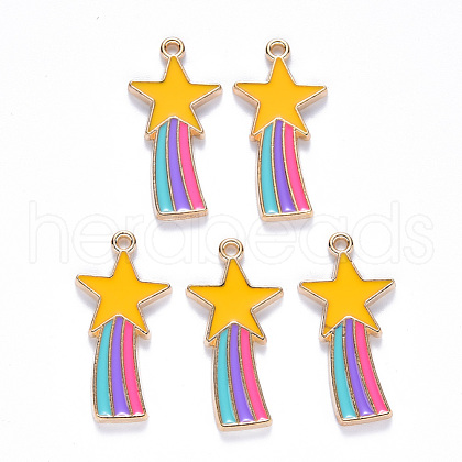 Alloy Enamel Comet Star Pendants ENAM-N054-010A-1