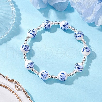 Electroplate Non-magnetic Synthetic Hematite Round Bead Strecth Bracelets for Women BJEW-JB11600-02-1