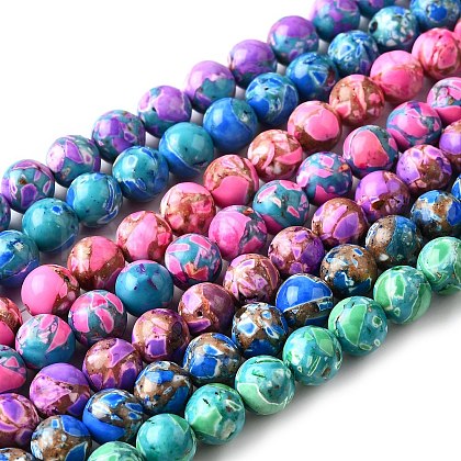 Dyed Natural Magnesite Beads Strands G-L617-D01-8mm-1