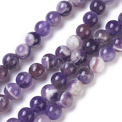 Natural Chevron Amethyst Beads Strands X1-G-I222-8mm-01-1