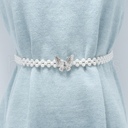 White Plastic Imitation Pearl Beaded Belly Chains WG08E5B-07-1