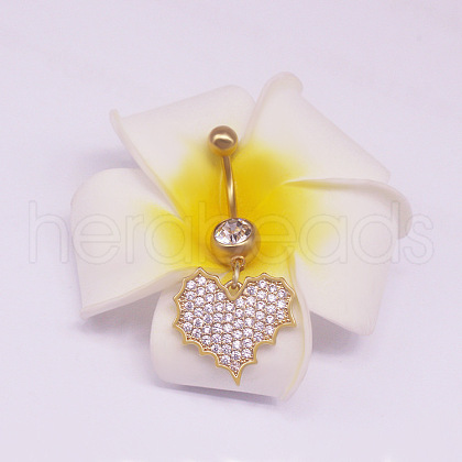 316L Surgical Stainless Steel Micro Pave Clear Cubic Zirconia Belly Rings FS-WGA8928-09-1
