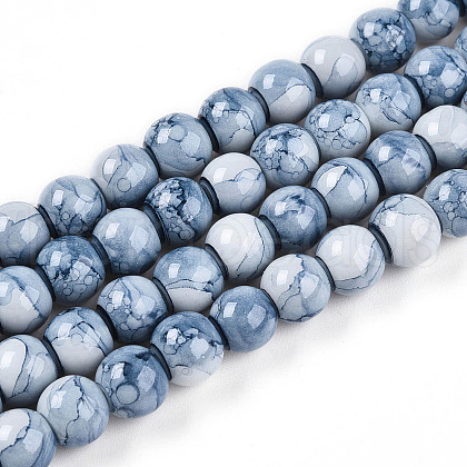 Baking Painted Glass Beads Strands DGLA-N003-8mm-C07-1