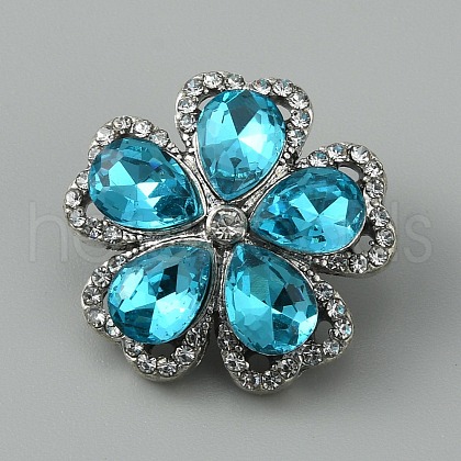 Alloy Rhinestone Snap Button FIND-WH0150-57-1