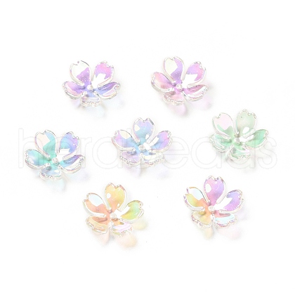 Transparent Acrylic Flower Bead Caps X-MACR-C009-13-1