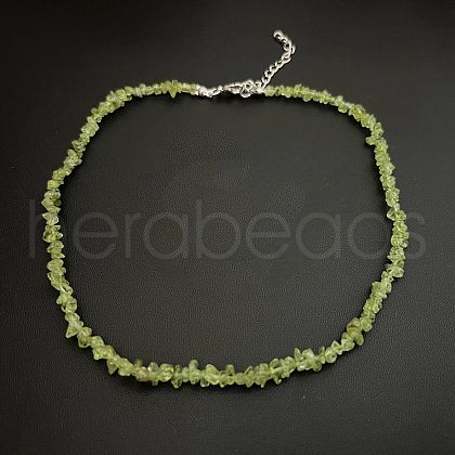 Natural Peridot Chip Beaded Necklaces for Women IW6789-7-1