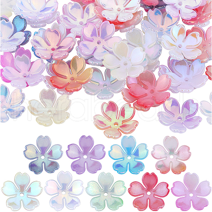 SUNNYCLUE 180Pcs 9 Colors Iridescent Acrylic Imitation Shell Bead Caps MACR-SC0001-28-1
