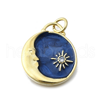 Brass Micro Pave Cubic Zirconia Pendants KK-V010-06G-01-1