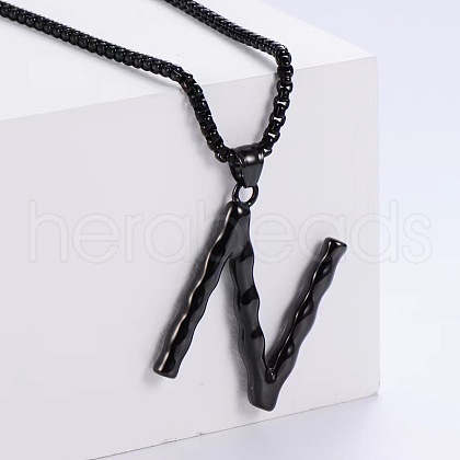 Stylish Stainless Steel Initial Pendant Necklaces SR1473-14-1