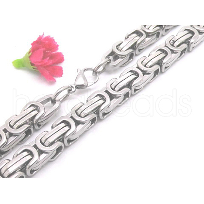 Non-Tarnish 201 Stainless Steel Byzantine Chain Necklaces NJEW-V0292-03-1