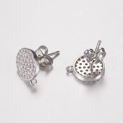 Brass Micro Pave Cubic Zirconia Stud Earring Findings ZIRC-G122-56P-RS-1