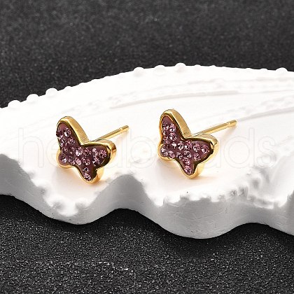 12 Pairs 304 Stainless Steel Rhinestone Stud Earrings EJEW-B135-01G-02-1