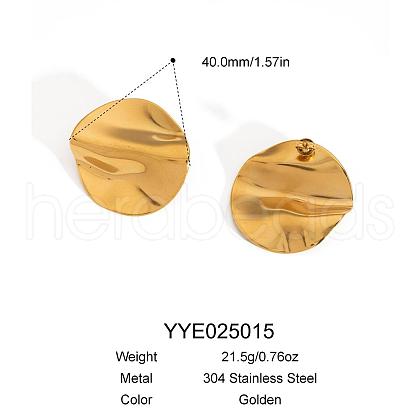 Vintage 304 Stainless Steel Flat Round Stud Earrings for Women LD8078-3-1