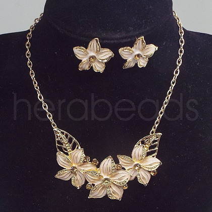 Alloy Rhinestone & Enamel Earrings & Necklaces Sets FS-WG43F39-04-1