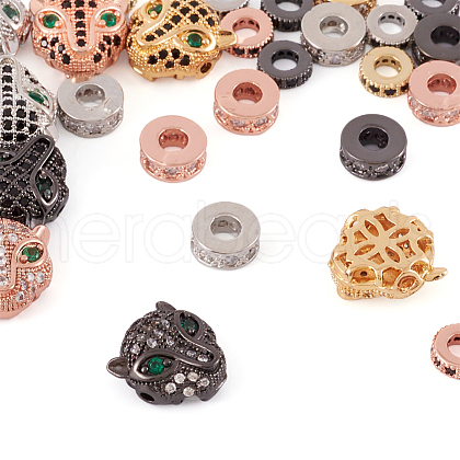 Kissitty Brass Micro Pave Cubic Zirconia Beads ZIRC-KS0001-02-1