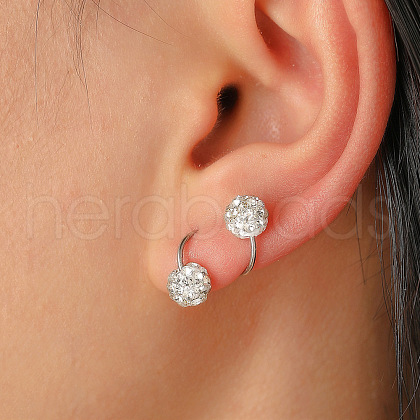 Round Beaded Alloy Crystal Rhinestone Stud Earrings FS-WG37A38-02-1