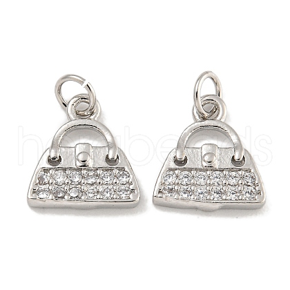 Rack Plating Brass Micro Pave Clear Cubic Zirconia Charms KK-U030-10P-1