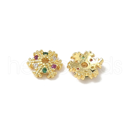 Brass Micro Pave Colorful Cubic Zirconia Bead Caps KK-K293-67G-1