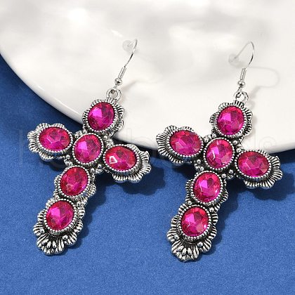 Alloy Glass Dangle Earrings for Women EJEW-U053-03AS-02-1