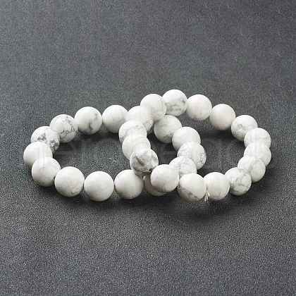 Natural Howlite Beaded Stretch Bracelets BJEW-D446-C-03-1