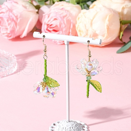 304 Stainless Steel Flower Dangle Earrings EJEW-MZ00461-01-1