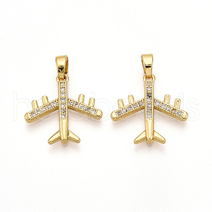 Brass Micro Pave Cubic Zirconia Pendants KK-T070-81G-1