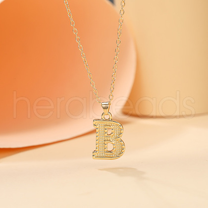 Alloy Textured Initial Pendant Necklaces FS-WG9837C-02-1