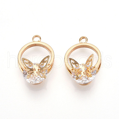 Brass Micro Pave Cubic Zirconia Pendants ZIRC-T016-24-1