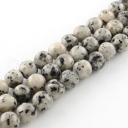 Dyed Natural Sesame Jasper Round Beads Strands G-R342-6mm-15-1