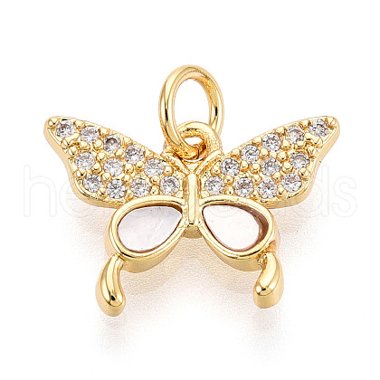 Brass Micro Pave Clear Cubic Zirconia Pendants KK-N268-13G-1