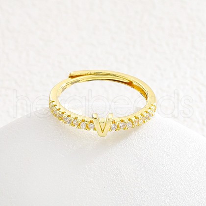 Adjustable Brass Micro Pave Clear Cubic Zirconia Finger Rings for Women FS-WG712C8-22-1