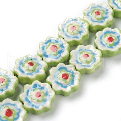 Handmade Porcelain Flower Beads Strands PORC-G006-14C-1