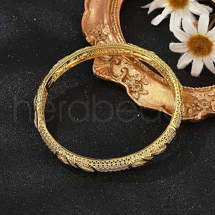 Brass Micro Pave Cubic Zirconia Hinged Bangles for Women BJEW-D313-02G-1