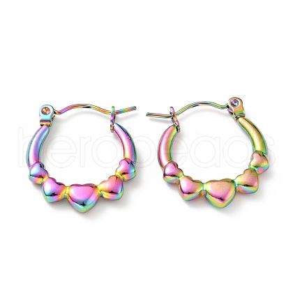 Ion Plating(IP) Rainbow Color 304 Stainless Steel Heart Wrap Hoop Earrings for Women EJEW-G293-13M-1