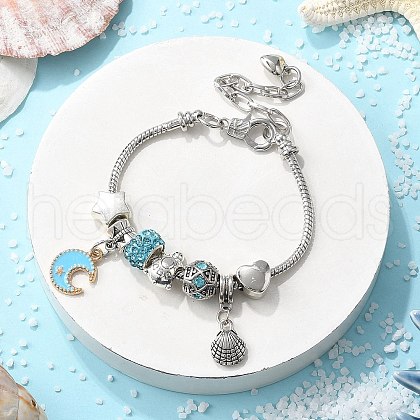 Ocaen Theme European Beads Charm Bracelet Set for Women BJEW-JB11587-03-1