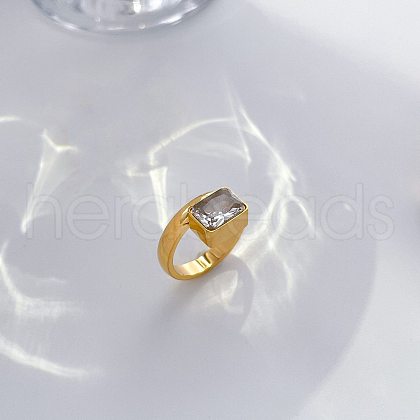 304 Stainless Steel with Cubic Zirconia Finger Rings FS-WG3D7B4-06-1