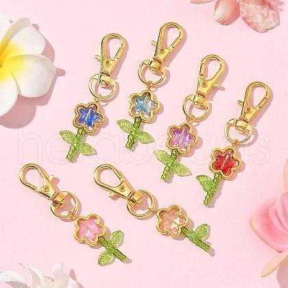 Flower Transparent Acrylic & Glass Pendant Decorations HJEW-JM03275-02-1